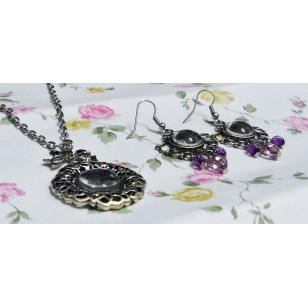 Kuromi Cabochon Necklace & Earrings Set